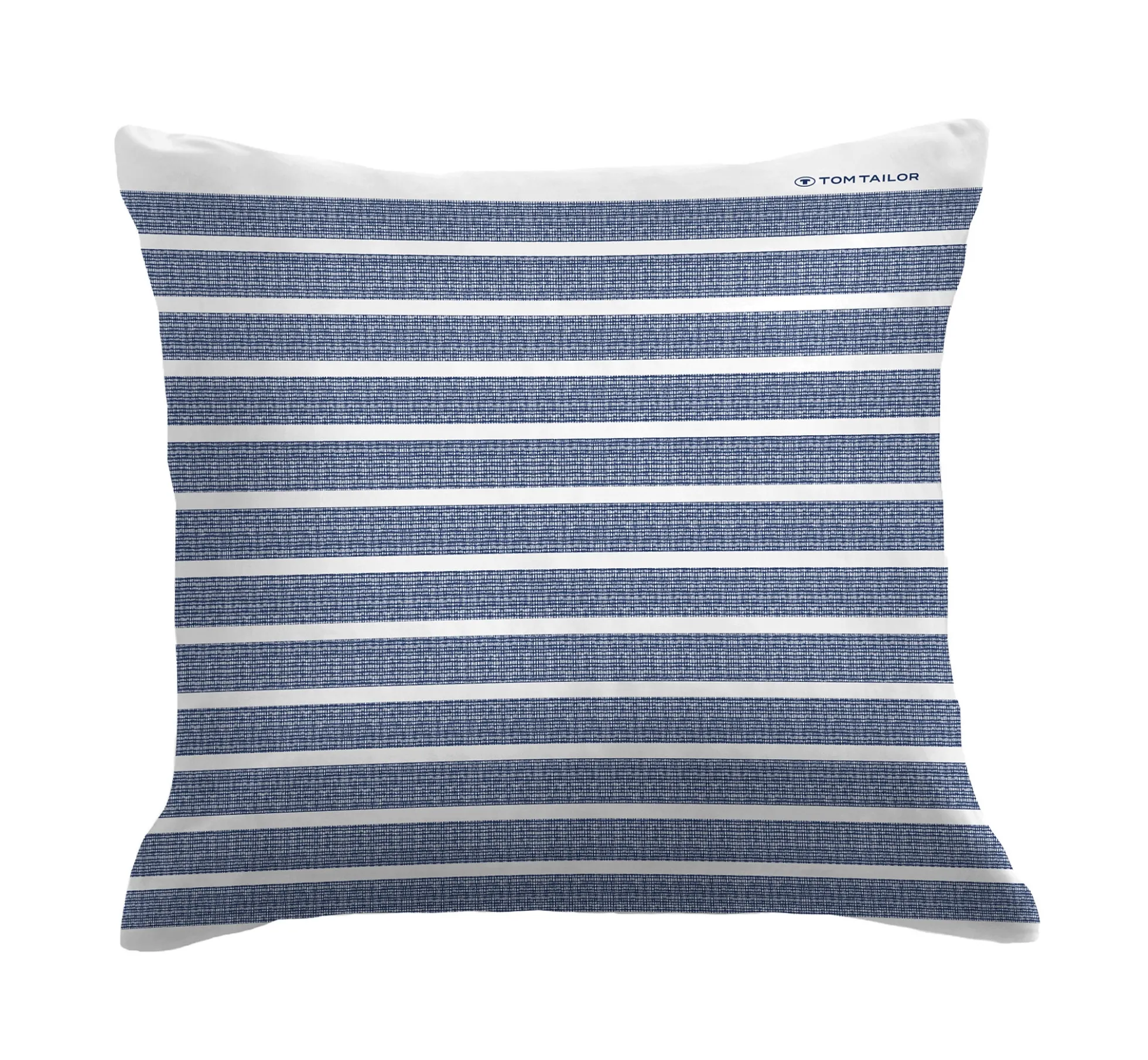 Blå stribet sengetøj 150x210 cm - Blødt bomuldssatin - Blå og hvidt sengesæt - Vendbart design - Tom Tailor