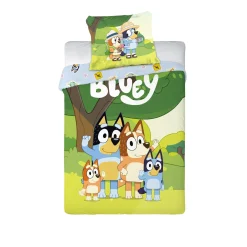 Bluey sengetøj - 100% bomuld - Junior sengetøj 100x140 cm - Bluey og hele familien
