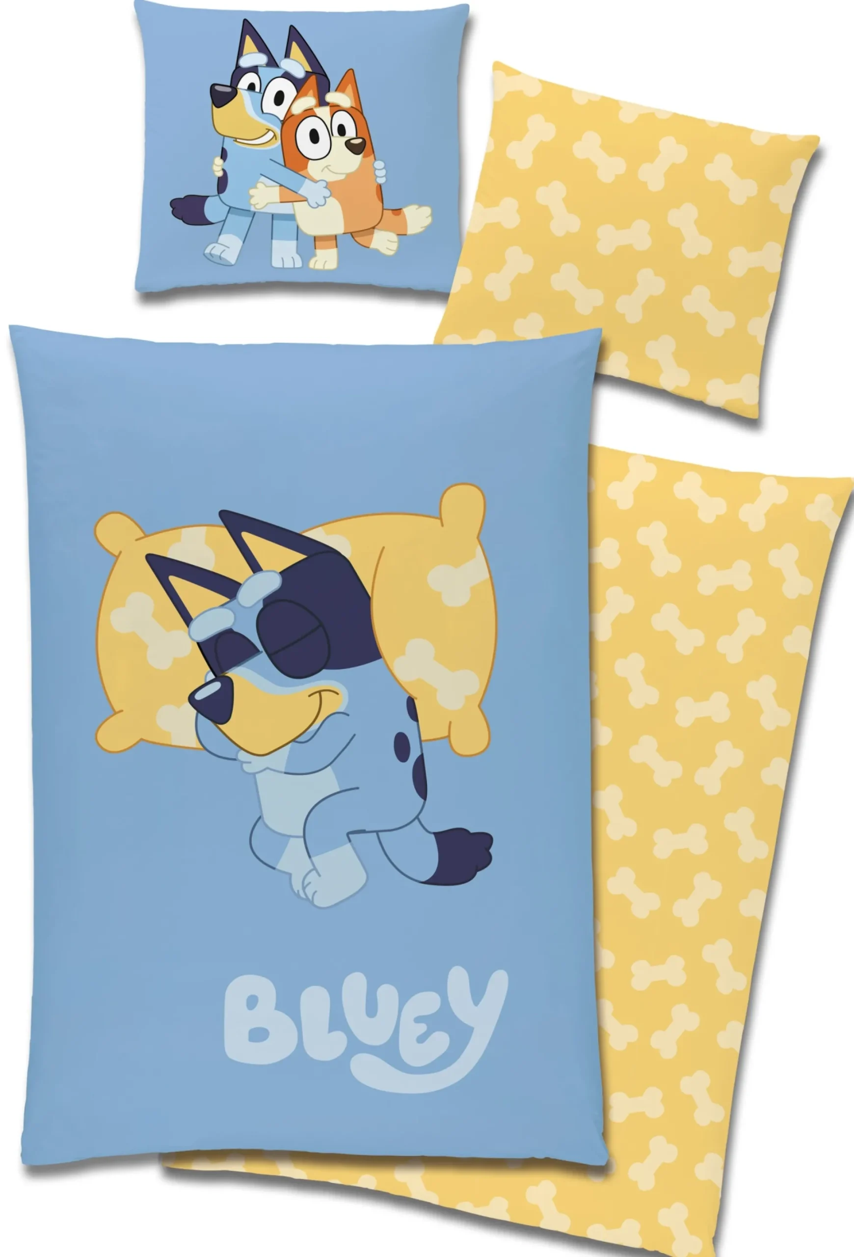 Bluey sengetøj - 100% bomuldsflonel - Børnesengetøj 140x200 cm - Sovende Bluey