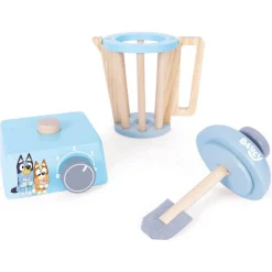 Bluey smoothiesæt i træ med blender og opskriftskort - 30 dele - Legekøkken tilbehør