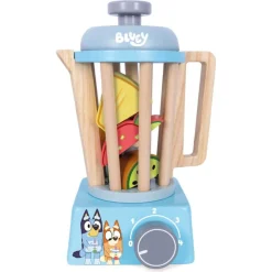 Bluey smoothiesæt i træ med blender og opskriftskort - 30 dele - Legekøkken tilbehør