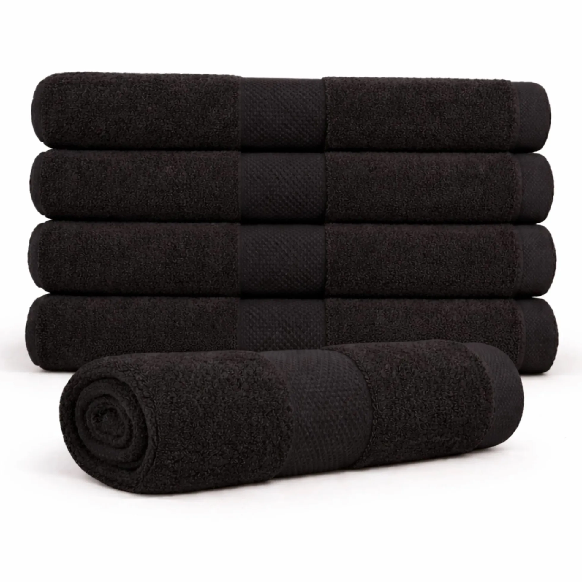Bomulds håndklæde - 100% bomuld - Badehåndklæde 70x140 cm - Diamant - Sort