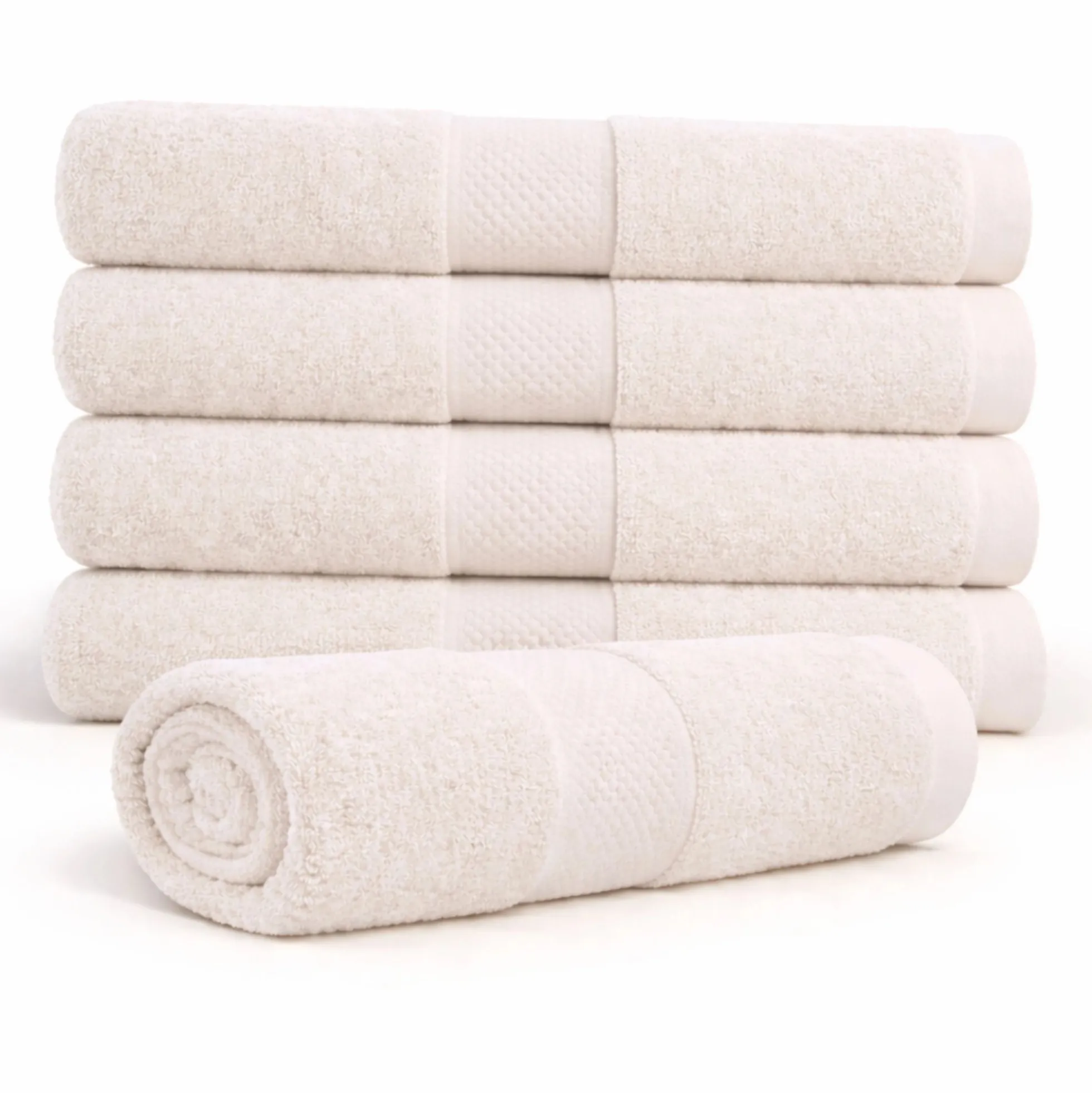 Bomulds håndklæde - 100% bomuld - Badehåndklæde 70x140 cm - Diamant - Creme