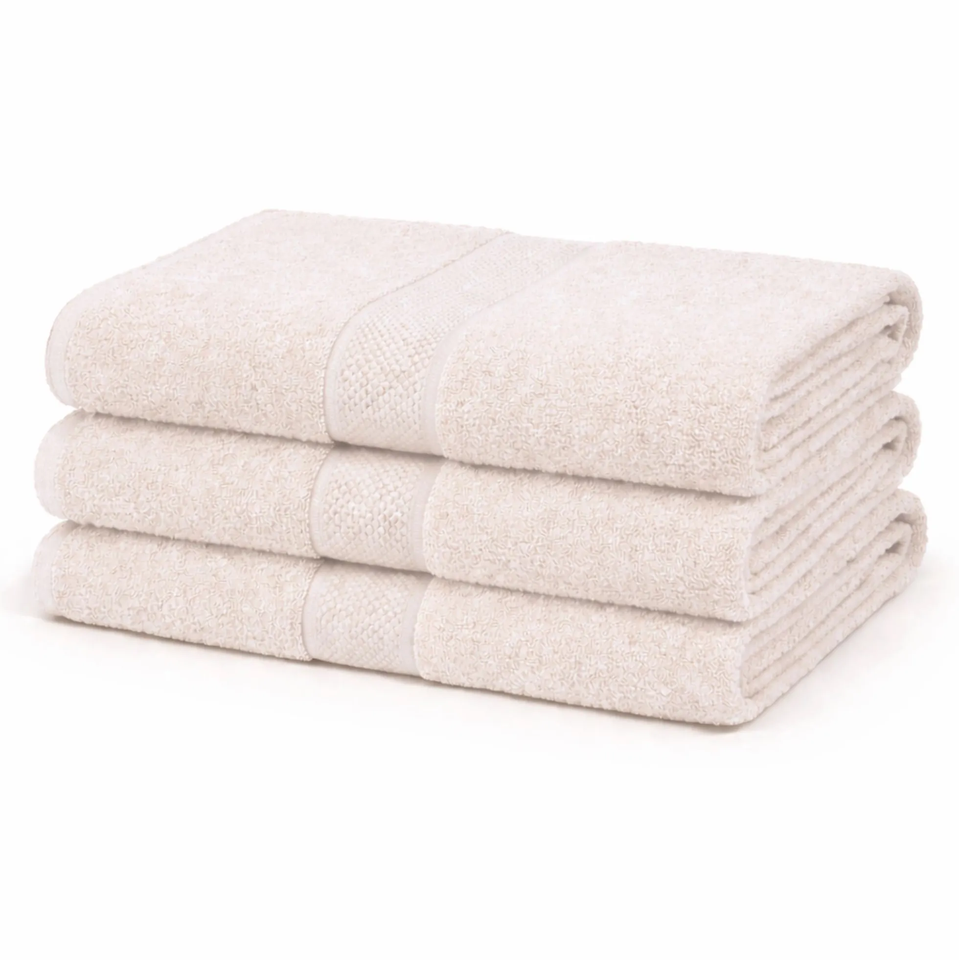 Bomulds håndklæde - 100% bomuld - Badehåndklæde 70x140 cm - Diamant - Creme