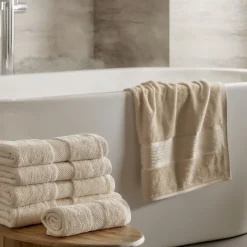 Bomulds håndklæde - 100% bomuld - Badehåndklæde 70x140 cm - Diamant - Creme