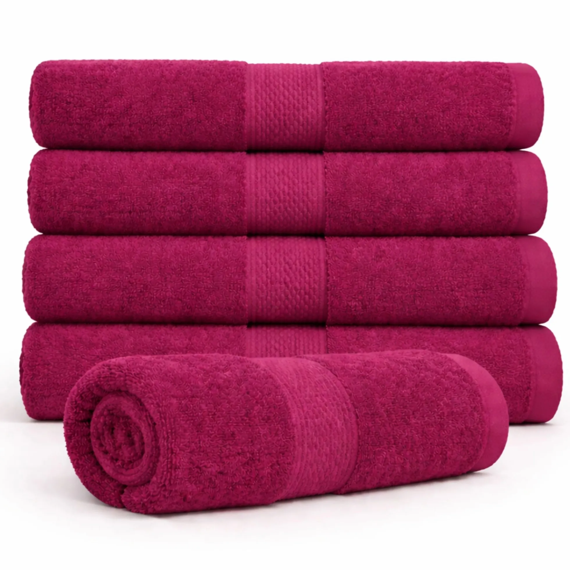 Bomulds håndklæde - 100% bomuld - Badehåndklæde 70x140 cm - Diamant - Aubergine