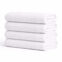 Bomulds håndklæde - 100% bomuld - Badehåndklæde 70x140 cm - Valmue - Hvid