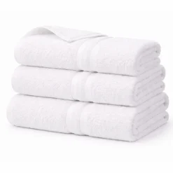 Bomulds håndklæde - 100% bomuld - Badehåndklæde 65x130 cm - Hvid