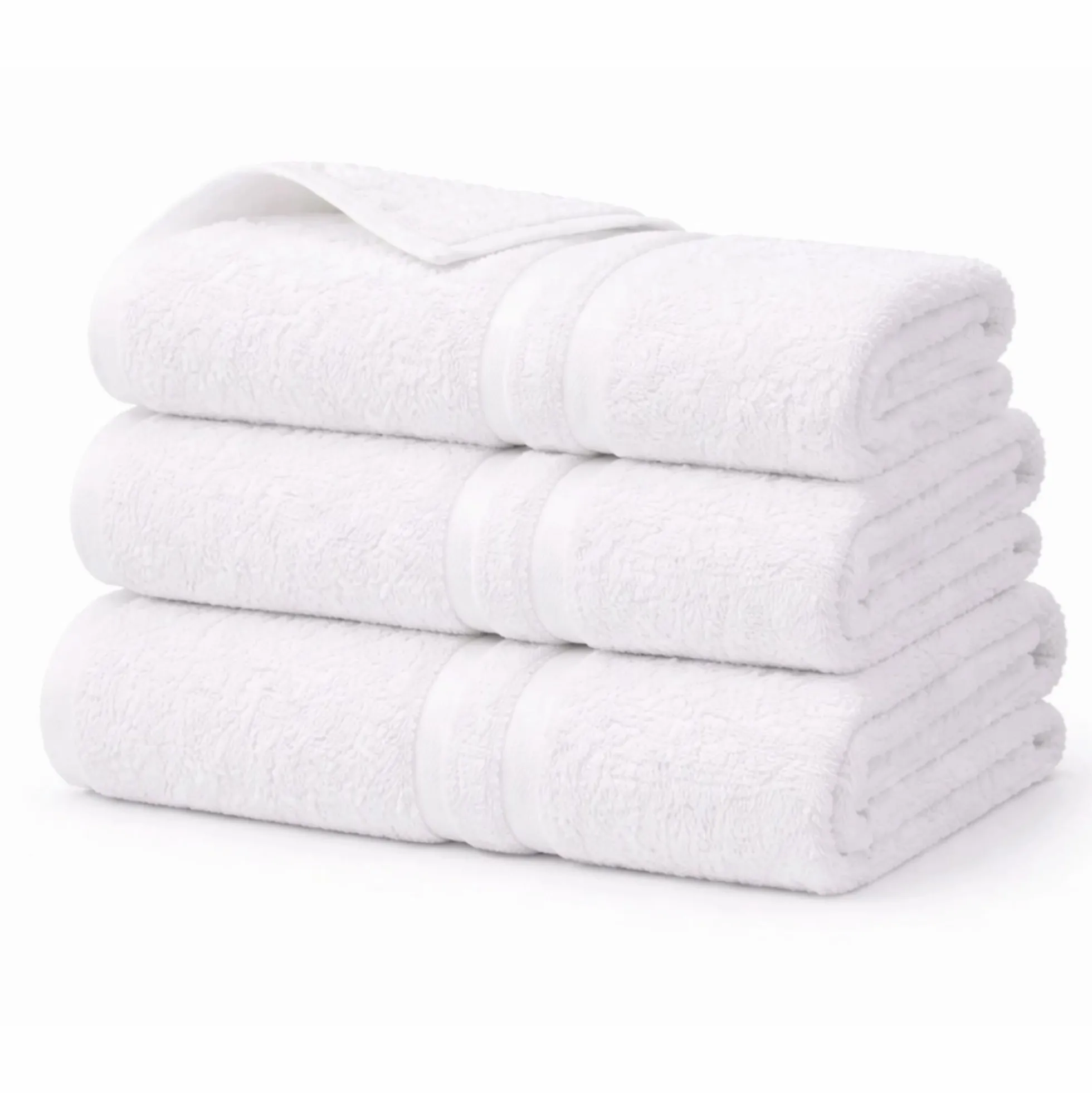 Bomulds håndklæde - 100% bomuld - Badehåndklæde 65x130 cm - Hvid