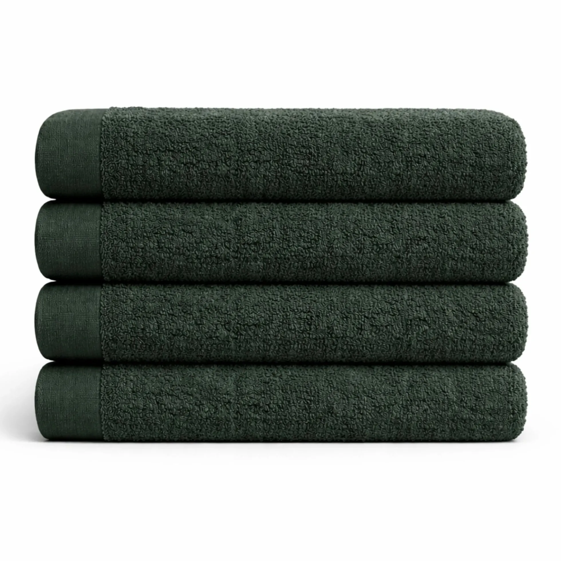 Bomulds håndklæde - 100% bomuld - Badelagen 100x150 cm - Valmue - Mørkegrøn
