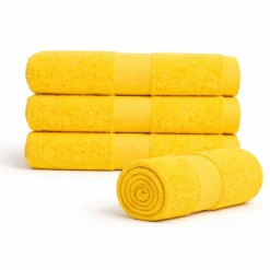 Bomulds håndklæde - 100% bomuld - 50x100 cm - Diamant - Gul