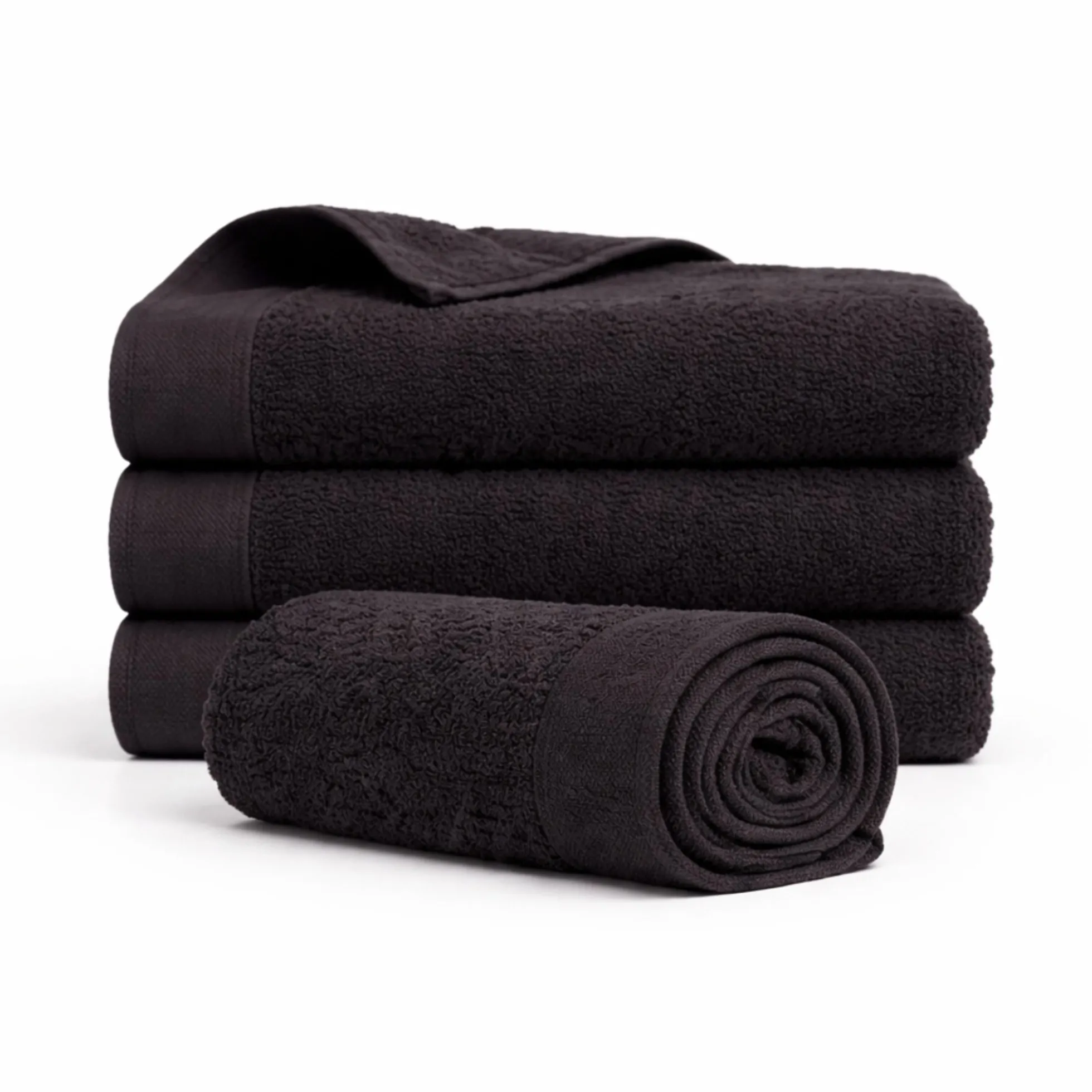Bomulds håndklæde - 100% bomuld - 50x100 cm - Valmue - Sort