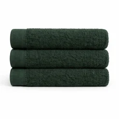 Bomulds håndklæde - 100% bomuld - 50x100 cm - Valmue - Mørkegrøn