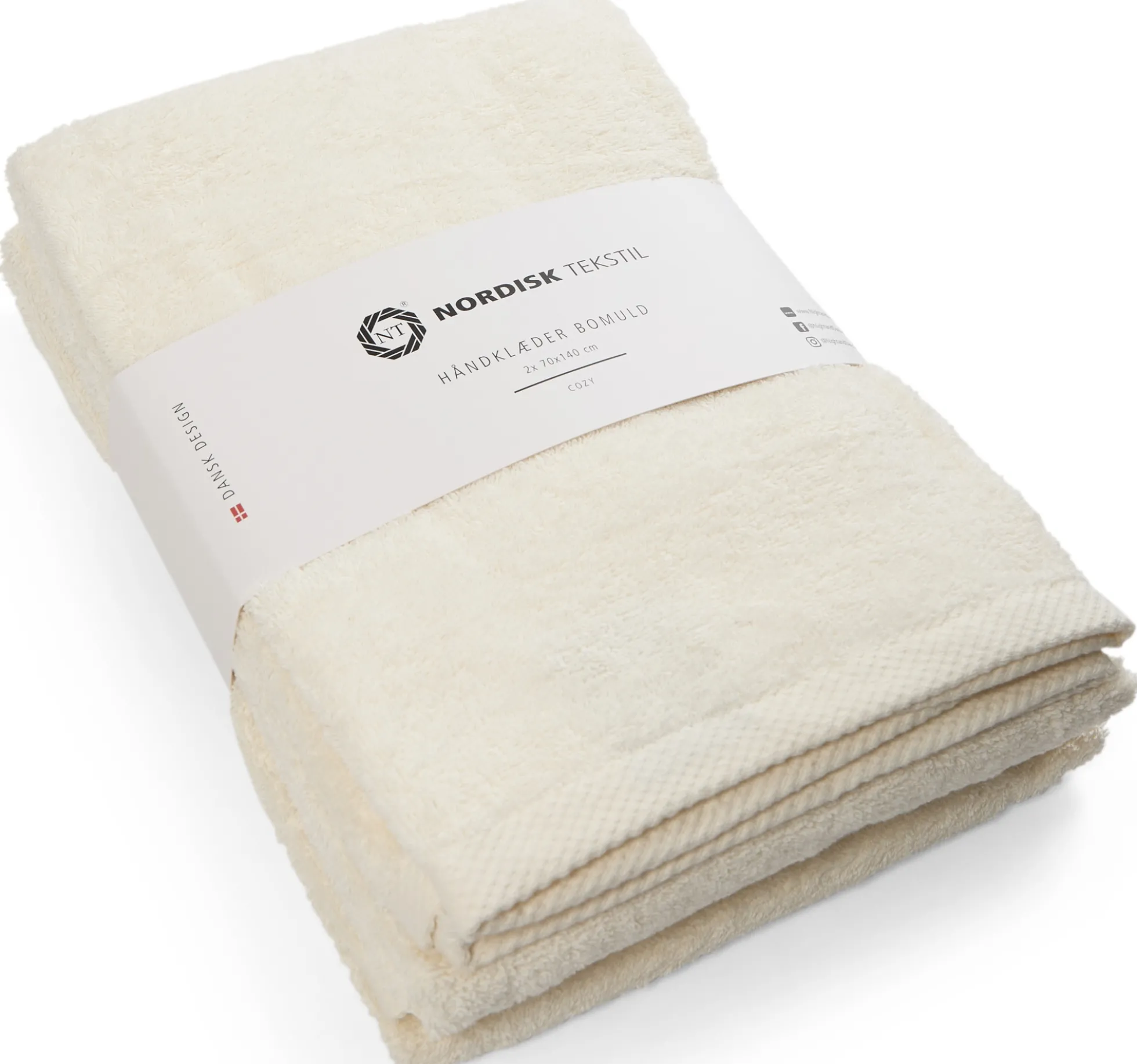Bomulds håndklæder - 100% bomuld - Badehåndklæder 70x140 cm - 2-pak - Natur