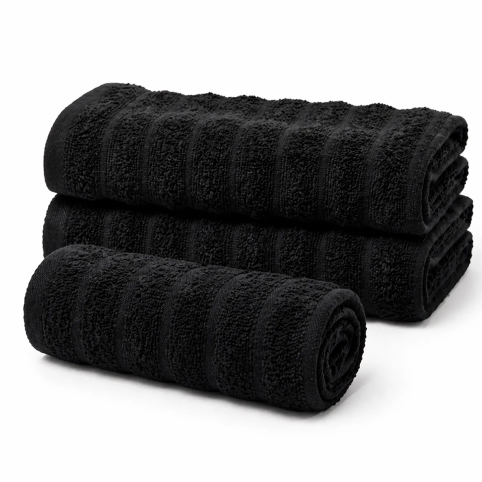 Bomulds håndklæder - 100% kæmmet bomuld - Gæstehåndklæder 30x50 cm - 2-pak - Sort
