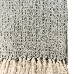 Bomulds plaid - 100% recycled bomuld - 130x180 cm - Hvid med sort mønster