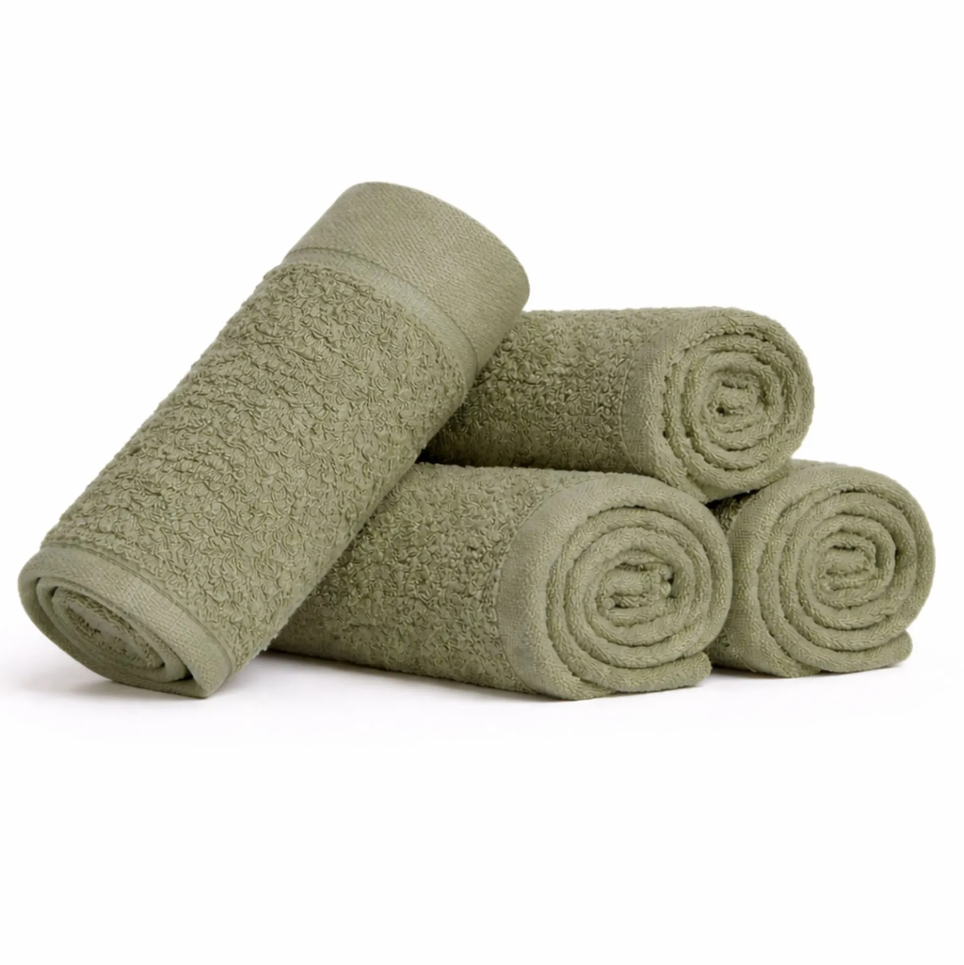 Bomulds vaskeklude - 100% bomuld - Vaskeklude 30x30 cm - 4-pak - Valmue - Lysegrøn