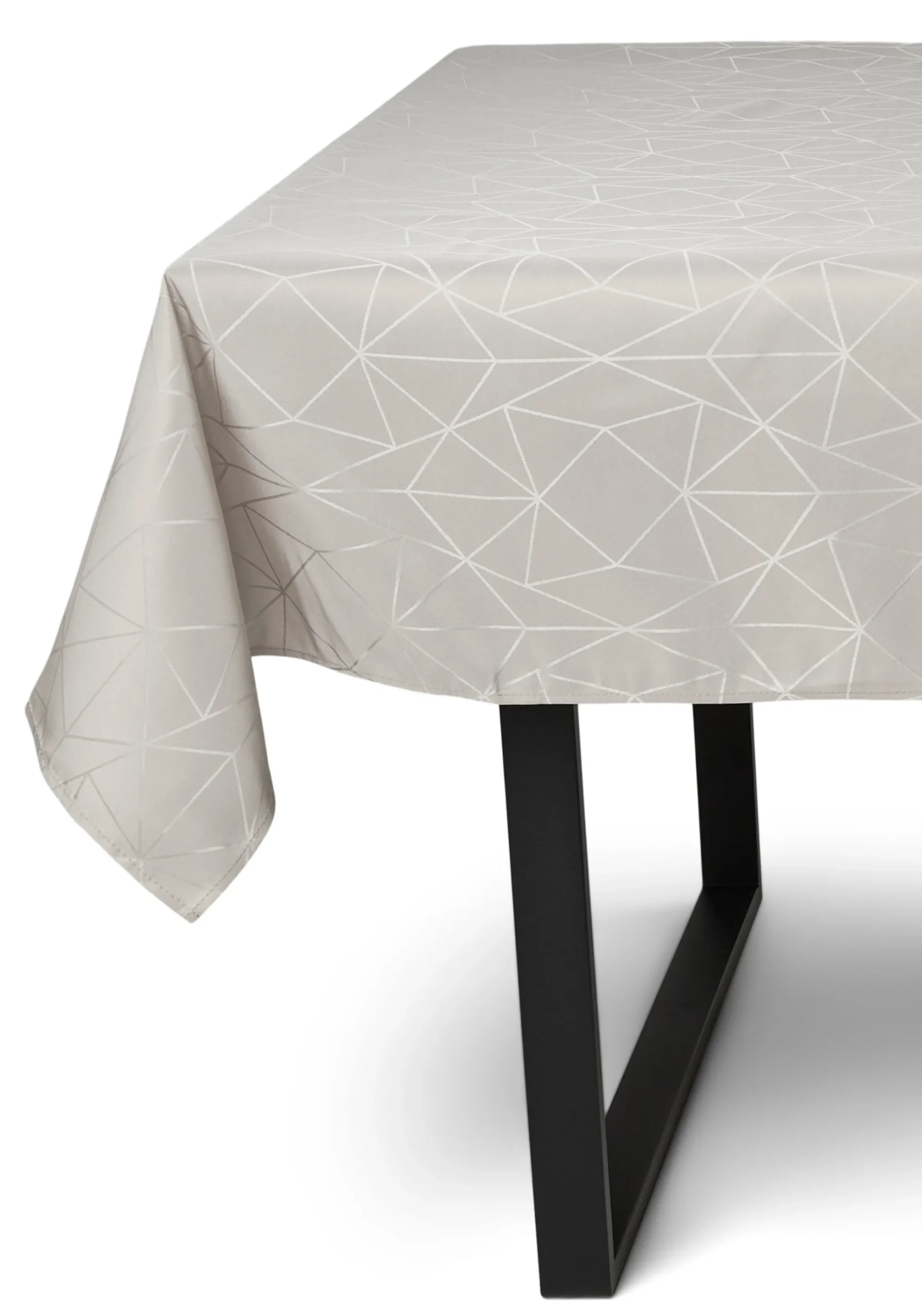 Borddug - 140x220 cm - Damask dug - Sandfarvet tekstildug - Jacquardvævet dug med geometrisk mønster - Eksklusiv festdug