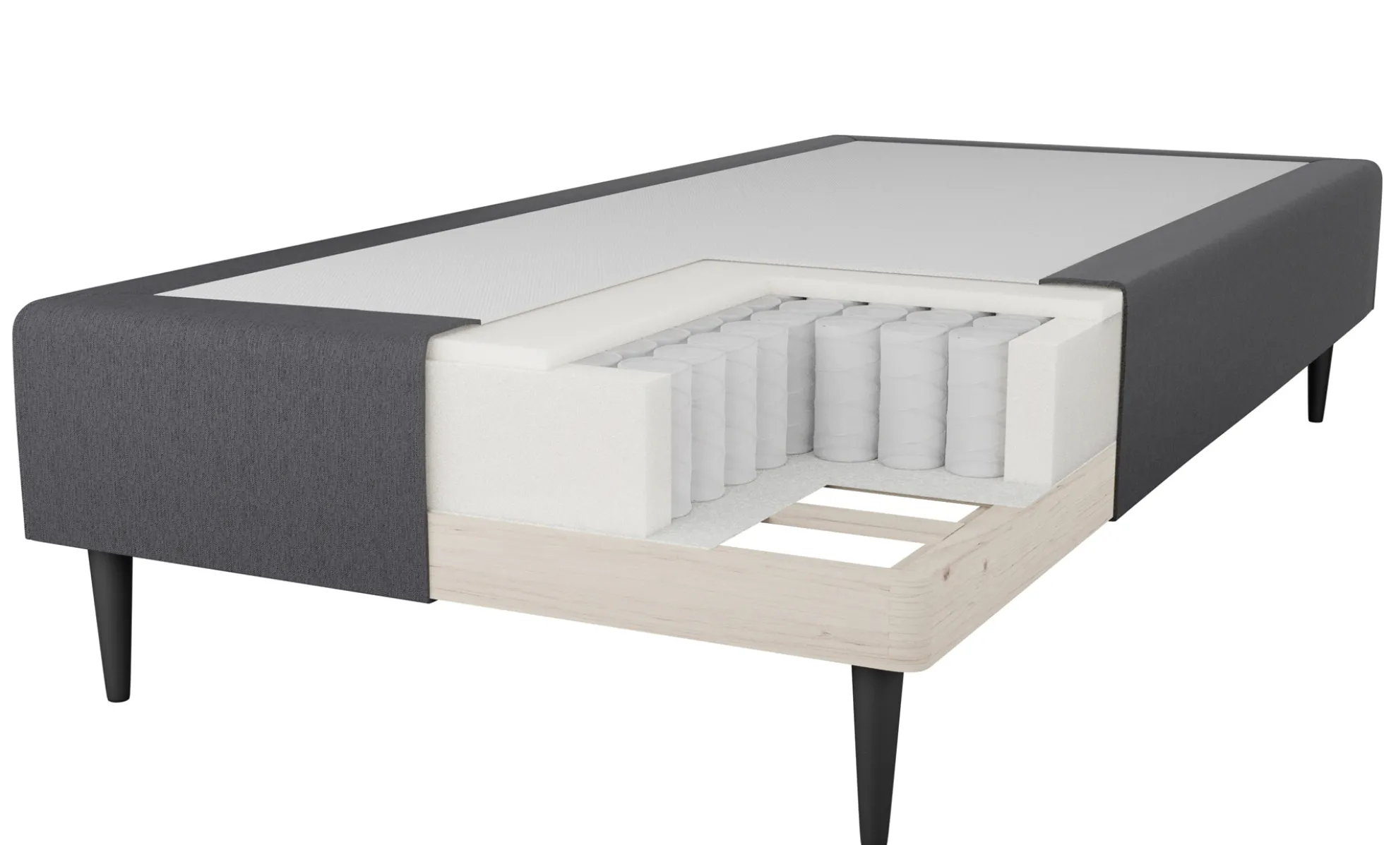 Boxmadras 90x200 cm - Favorit - Enkeltseng Inkl. topmadras og ben - Ekstra komfort