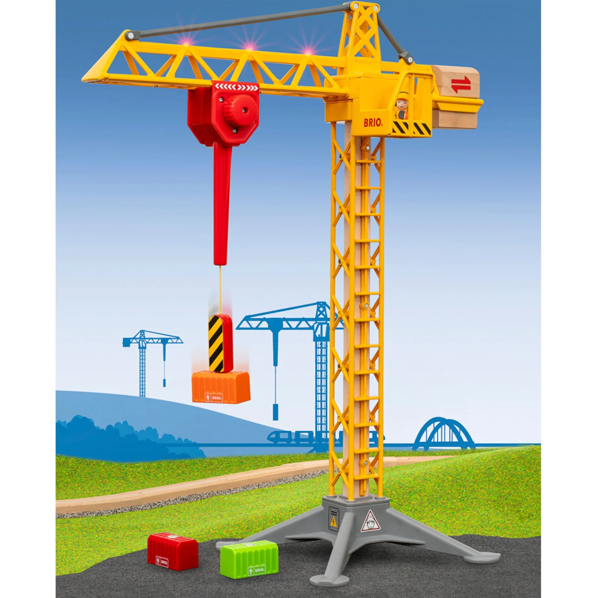 BRIO Byggekran med lys - BRIO-tog sæt - 33835