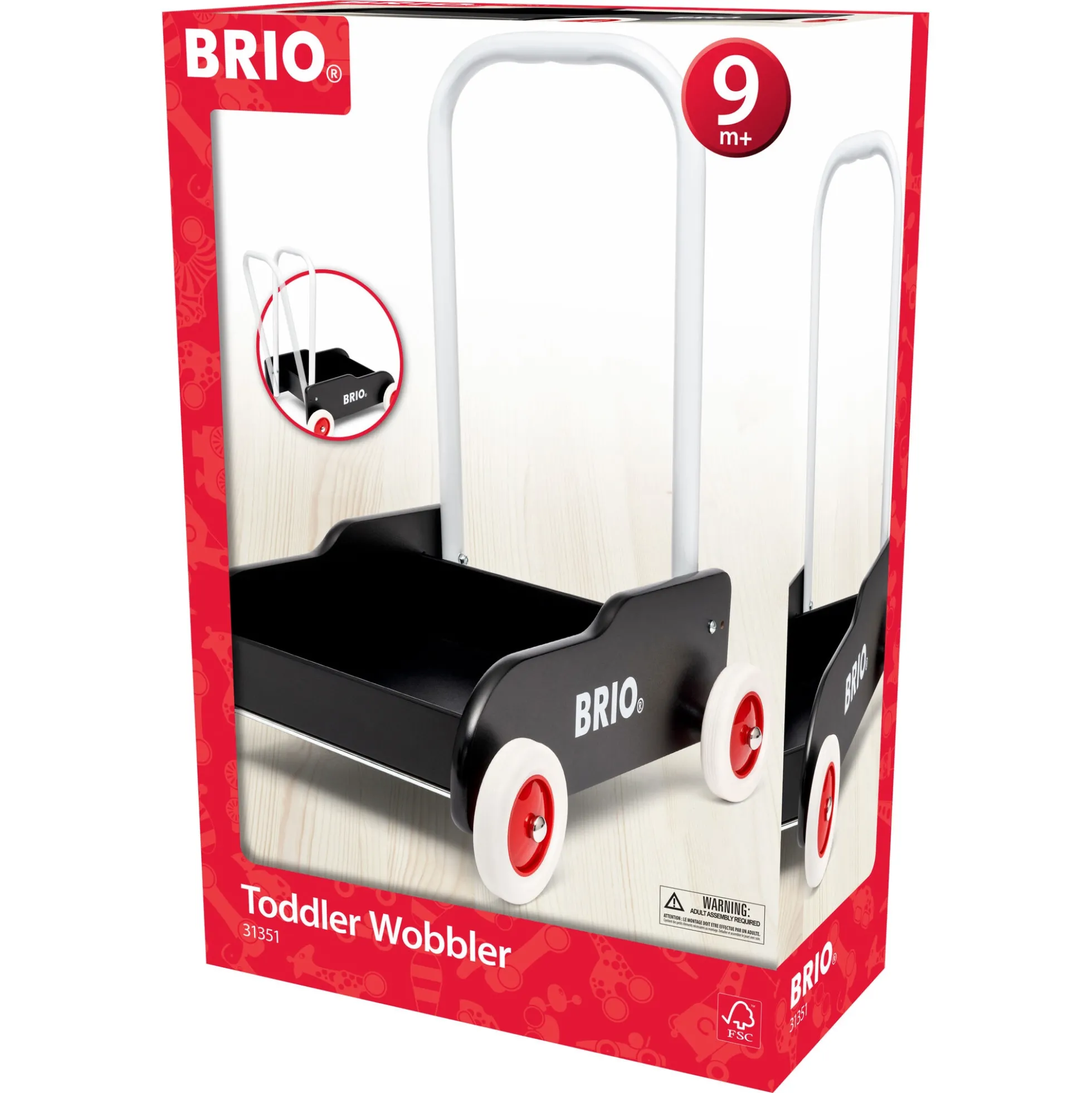 BRIO Lære-gå-vogn - Sort - BRIO-klassiker i træ - 31351