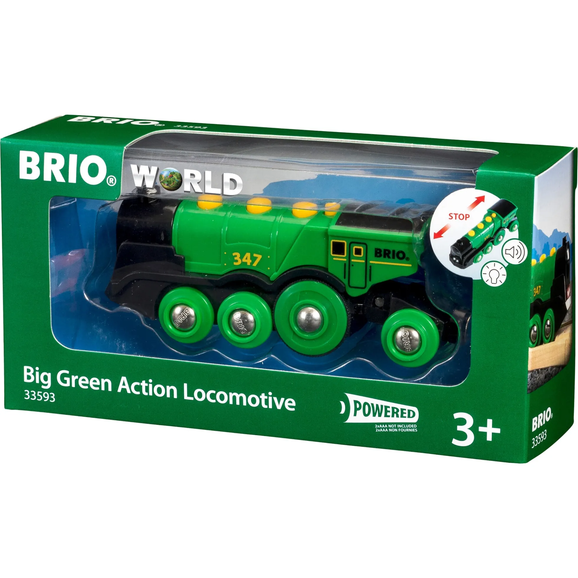 BRIO Tog - Stort, grønt lokomotiv - BRIO-tog sæt- 33593