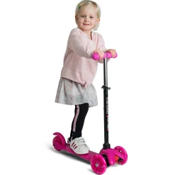 California 3-hjulet Løbehjul med Flexstyring og LED-lys i Hjulene - Pink