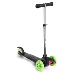 California 3-hjulet løbehjul med flexstyring og LED-lys i hjulene - Grøn/sort