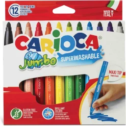 Carioca vaskbare jumbotusser - 12 farver med 6 mm spids