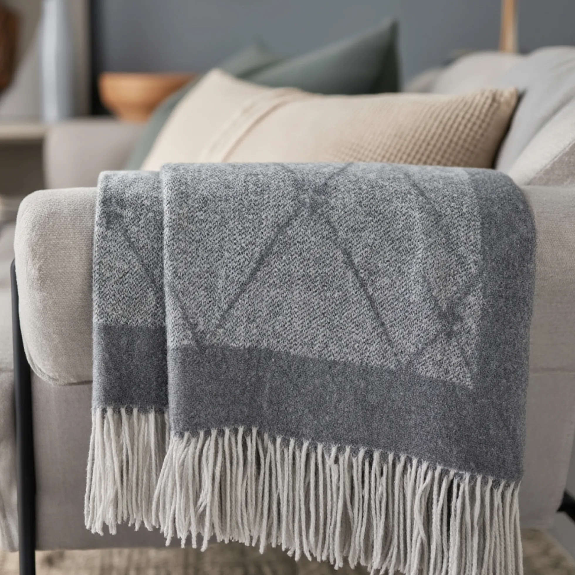 Cashmere uldplaid 130x200 cm - Toscana Perlagrigio grå plaid