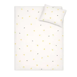 Citron sengetøj - 100% bomuld - Babysengetøj 70x100 cm - Sandfarvet med citroner