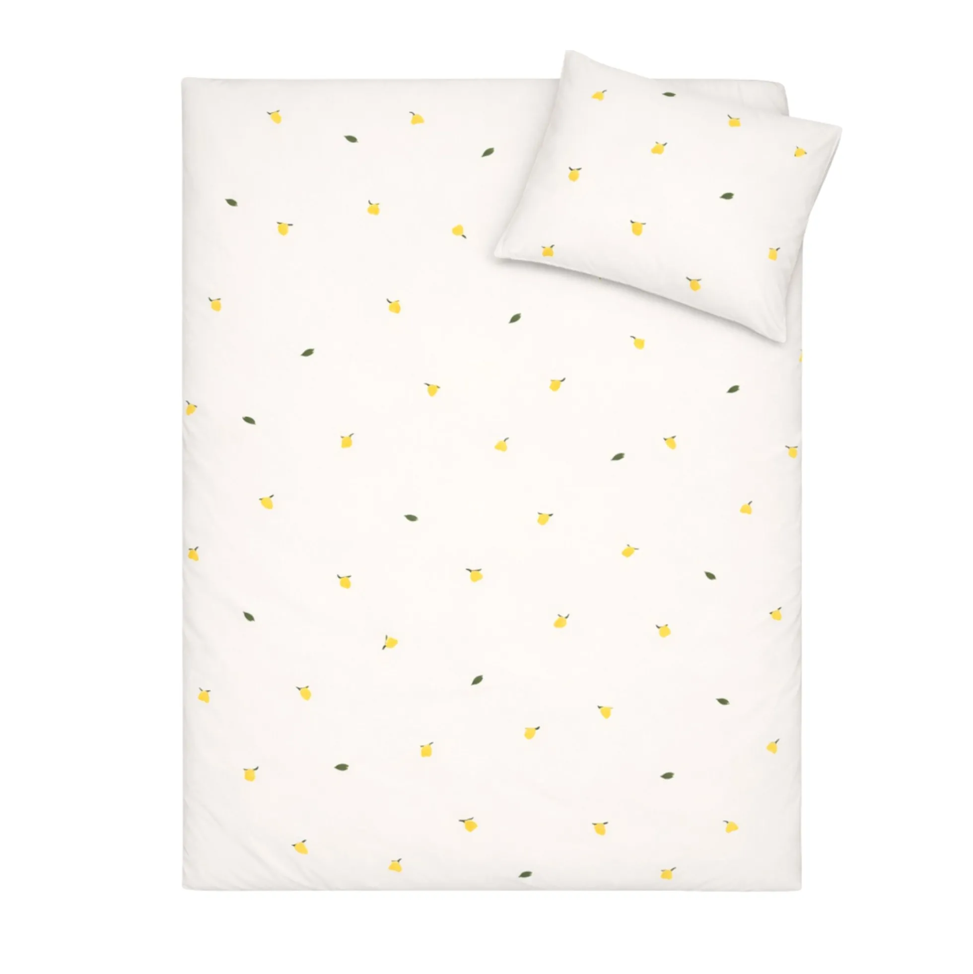 Citron sengetøj - 100% bomuld - Babysengetøj 70x100 cm - Sandfarvet med citroner