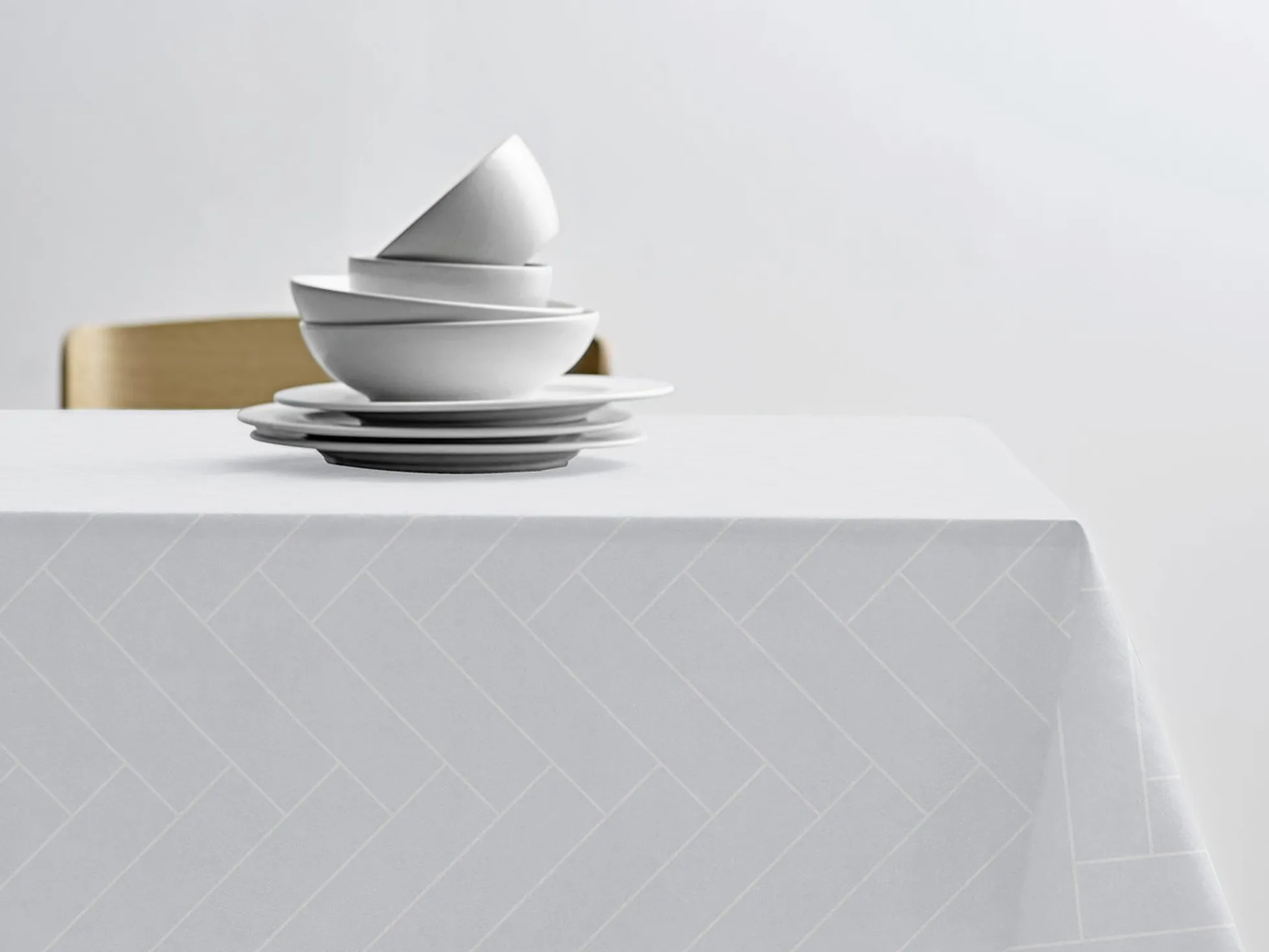 Damaskdug 140x270 - 100% damaskvævet bomuld - Tiles Södahl - Hvid