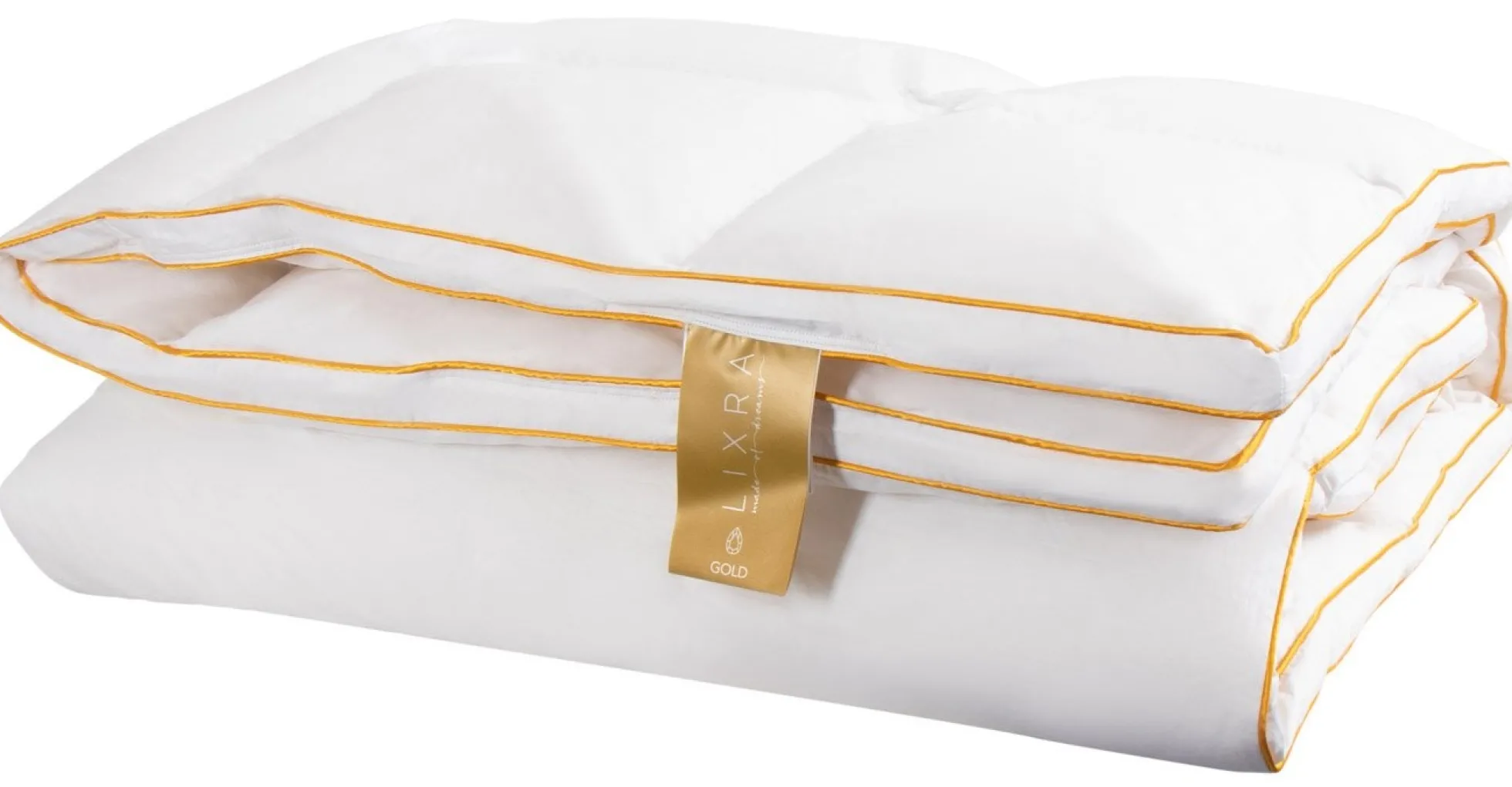 Dobbeltdyne 200x220 cm - Satin moskusdyne - Vinter dobbelt dyne - Dundyne - LIXRA Gold