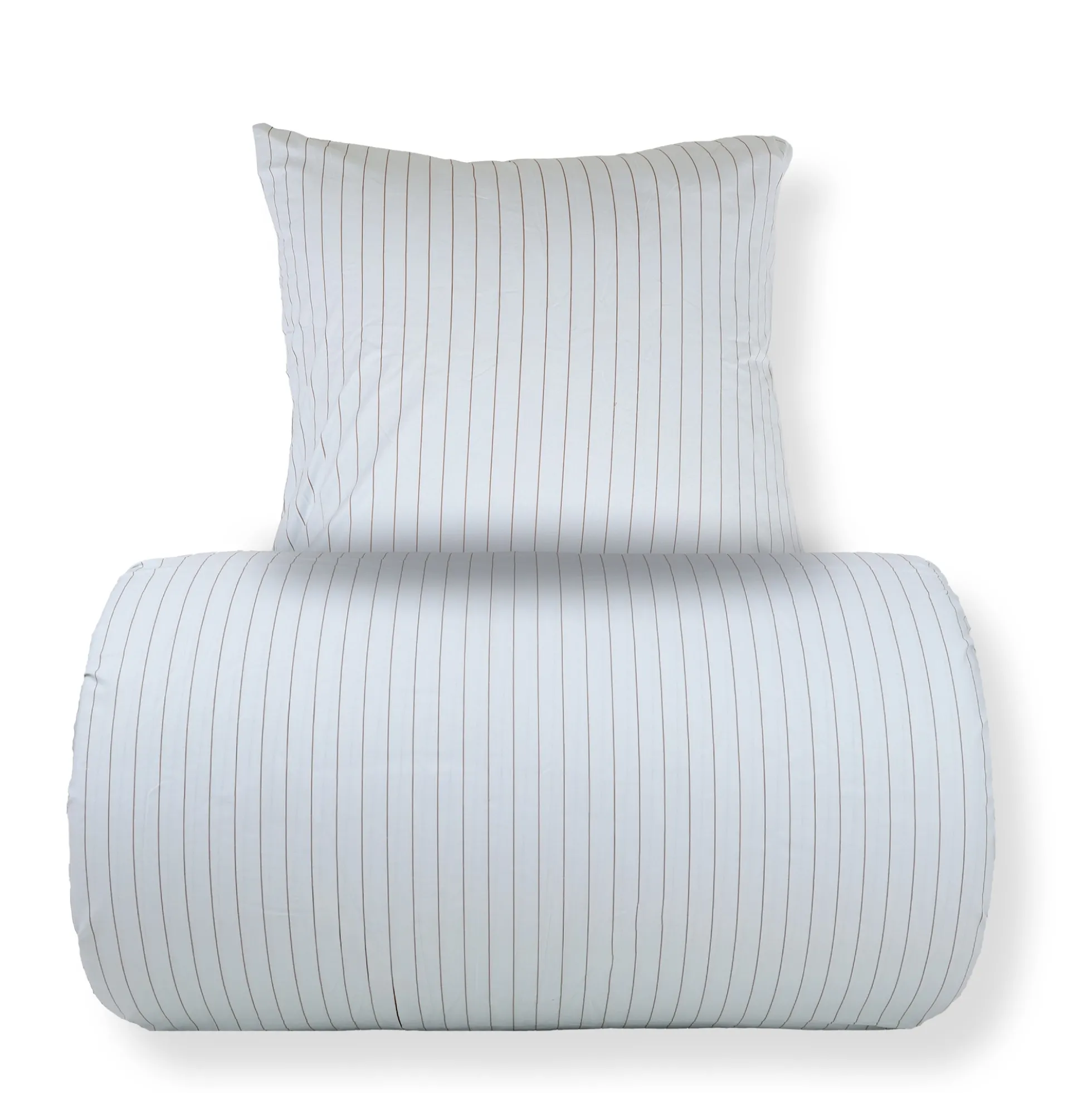 Dobbelt sengetøj 240x220 cm - 100% bomuld - Blå med brune striber