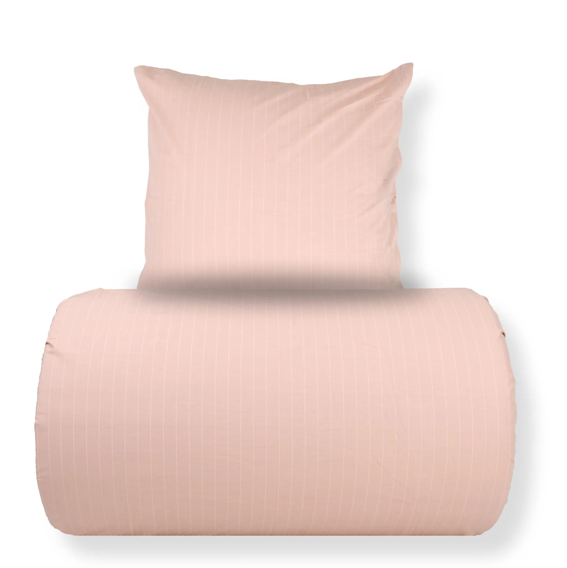 Dobbelt sengetøj 240x220 cm - 100% bomuld - Rosa med hvide striber