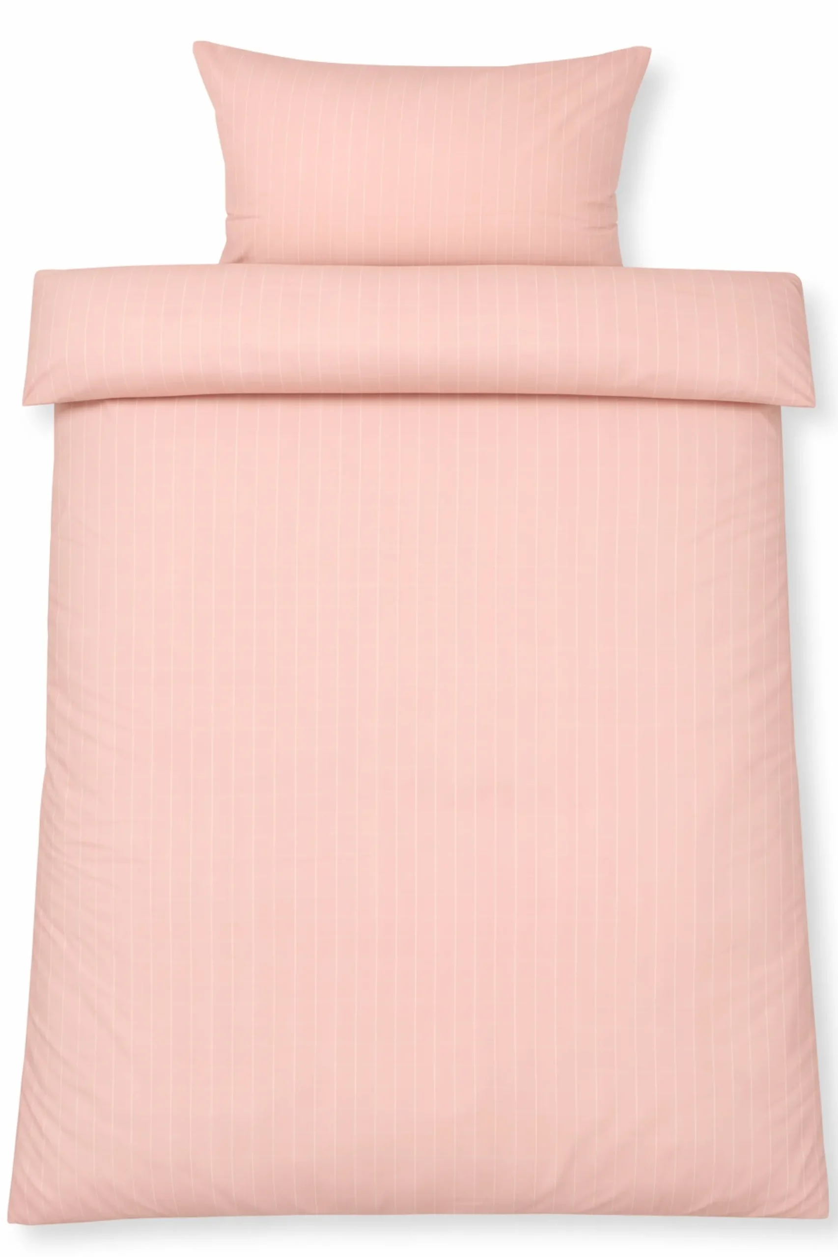 Dobbelt sengetøj 240x220 cm - 100% bomuld - Rosa med hvide striber