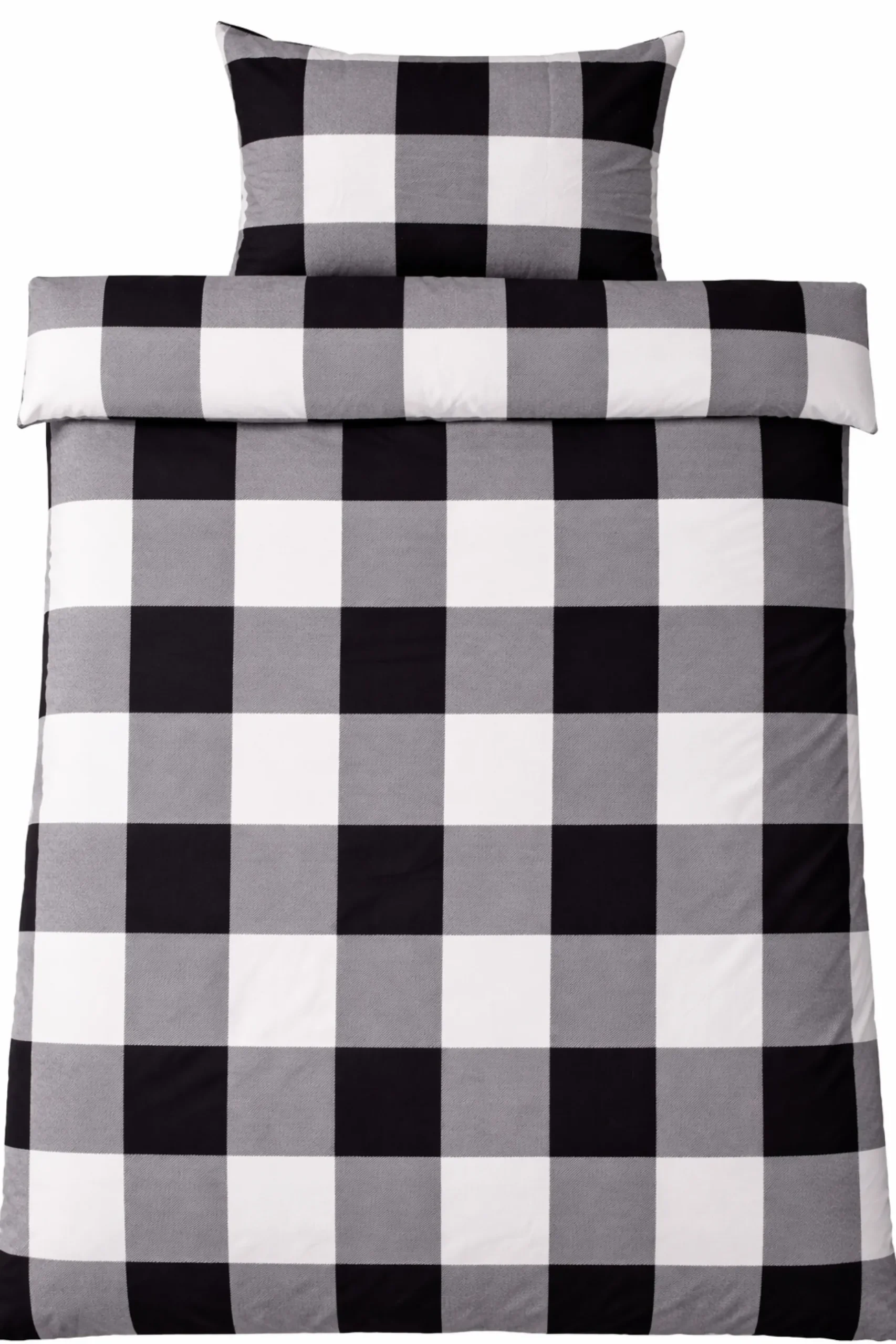 Dobbelt sengetøj 200x200 cm - Bomulds flonel - Sorte og hvide tern