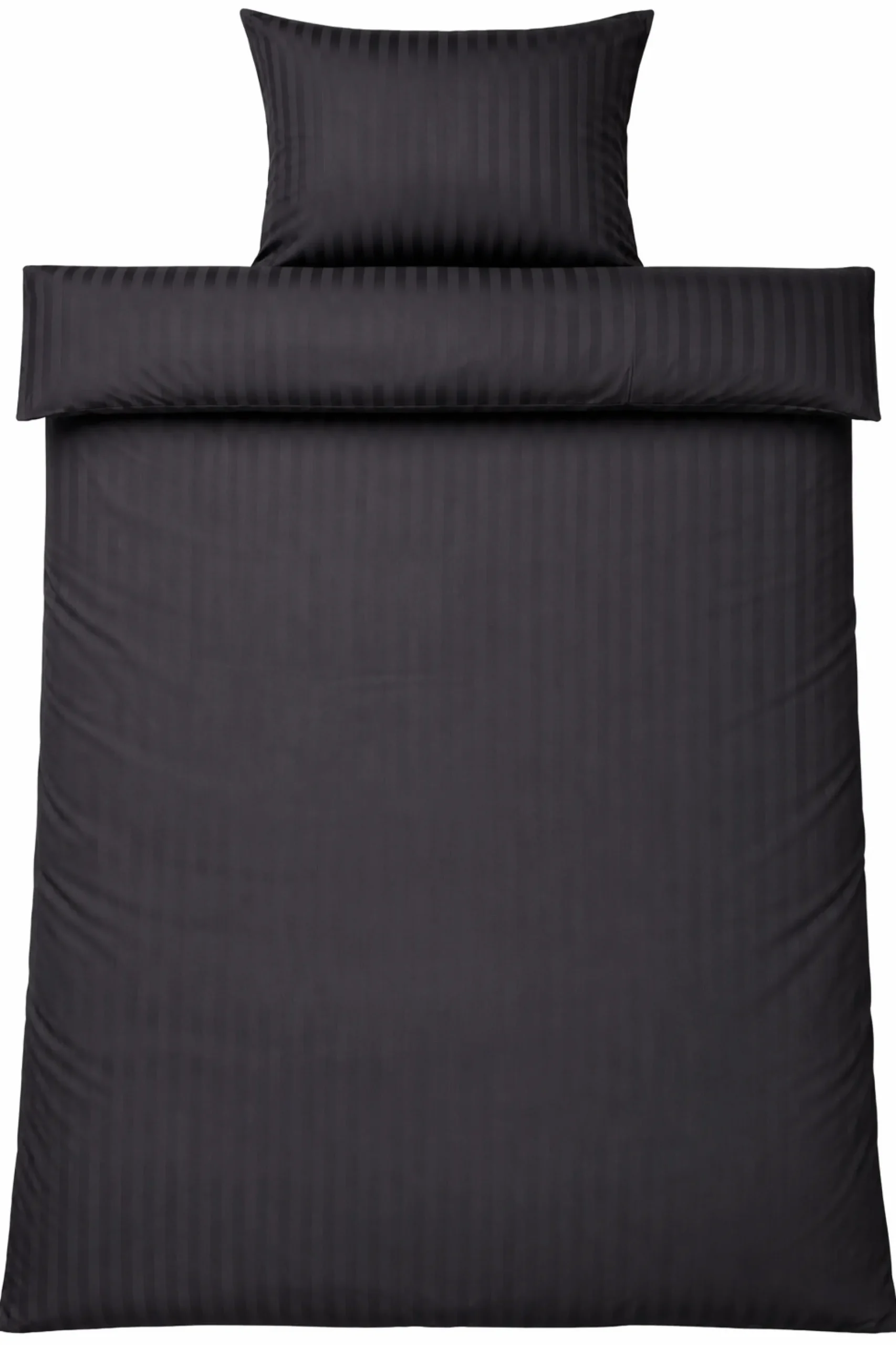 Dobbelt sengetøj 240x220 cm - 100% bomuldssatin - Klassisk mørkegrå striber