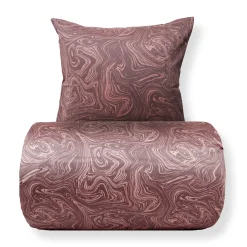 Dobbelt sengetøj 240x220 cm - Bomuldssatin - Mørk rosa marble print