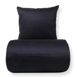 Dobbelt sengetøj 240x220 cm - 100% bomuldssatin - Sort jacquardvævet - Ensfarvet