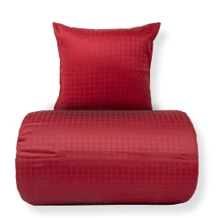 Dobbelt sengetøj 240x220 cm - 100% bomuldssatin - Rødt jacquardvævet - Ensfarvet