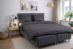 Dobbelt sengetøj 240x220 cm - 100% bomuldssatin - Mørkegrå jacquardvævet - Ensfarvet