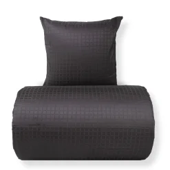 Dobbelt sengetøj 240x220 cm - 100% bomuldssatin - Mørkegrå jacquardvævet - Ensfarvet