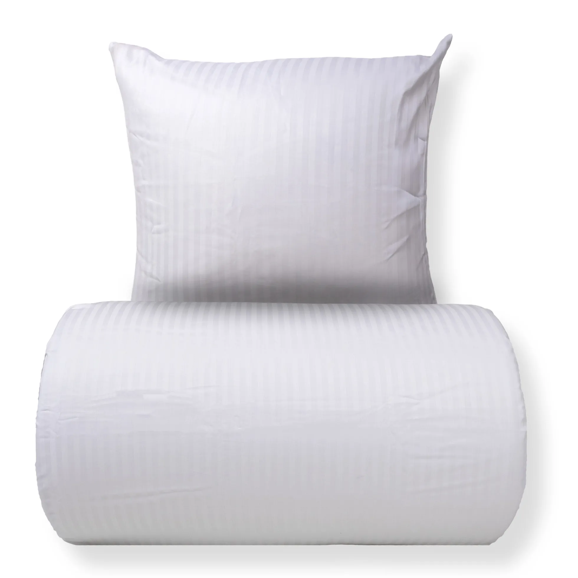 Dobbelt sengetøj 240x220 cm - 100% bomuldssatin - Klassisk hvide striber
