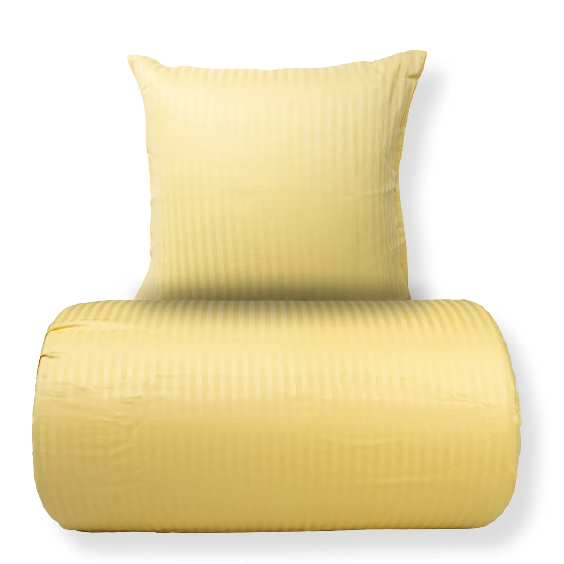Dobbelt sengetøj 240x220 cm - 100% bomuldssatin - Klassisk gule striber