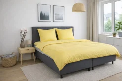 Dobbelt sengetøj 240x220 cm - 100% bomuldssatin - Klassisk gule striber