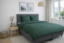 Dobbelt sengetøj 200x200 cm - 100% bomuldssatin - Klassisk grønne striber