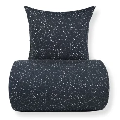 Dobbelt sengetøj 200x220 cm - 100% Bomuld - Zodiac black - Vendbart med stjerner