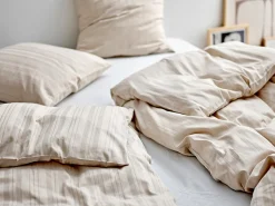 Dobbelt sengetøj 200x220 cm - 100% Damaskvævet bomuldssatin - Södahl Noble - Beige